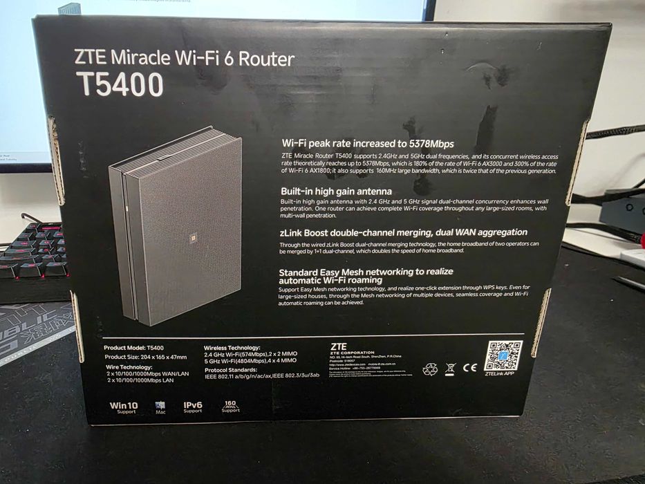 Router Wireless ZTE T5400, AX5400, Dual-Band, Wi-Fi 6