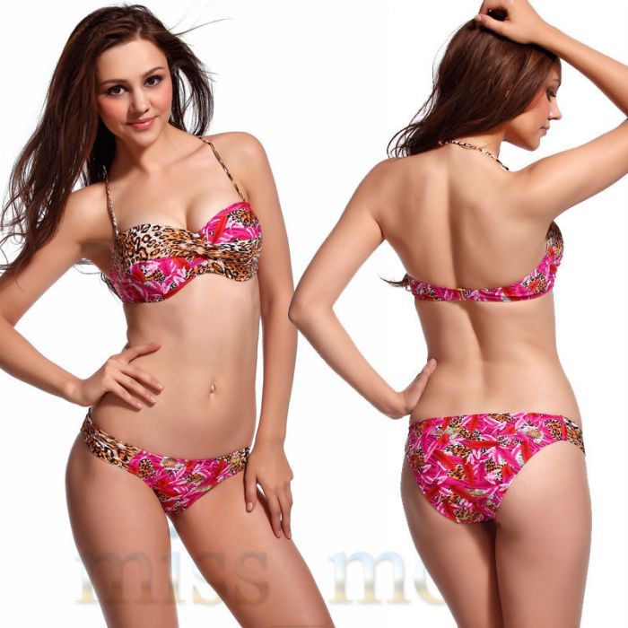 Costum de baie imprimeu animal print leopard floral model A
