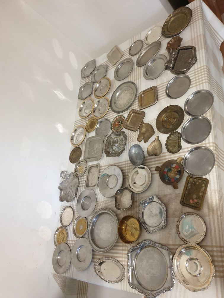 farfuri scrumiere din bronz alama colecție vintage argintate vechi