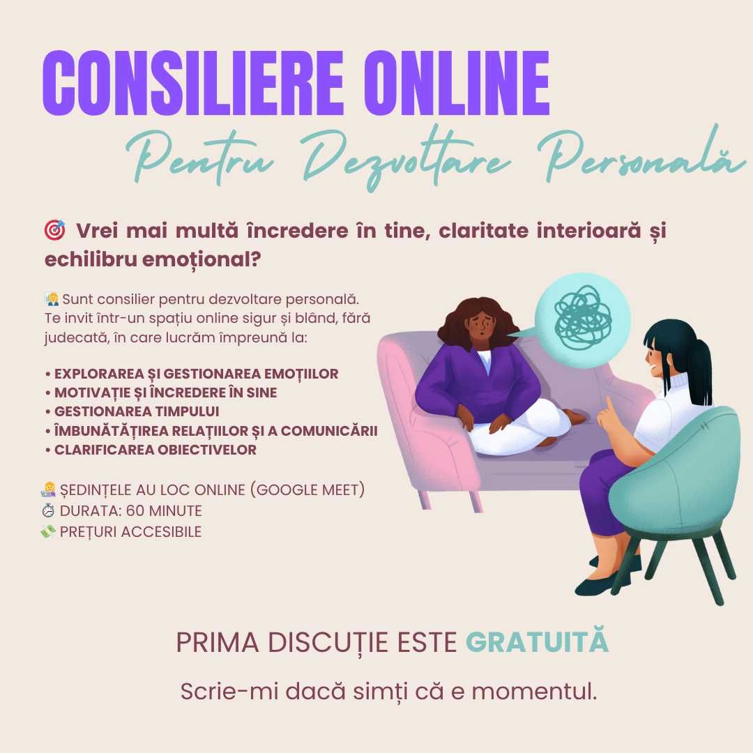 Consiliere pentru Dezvoltare Personală - online & in Craiova