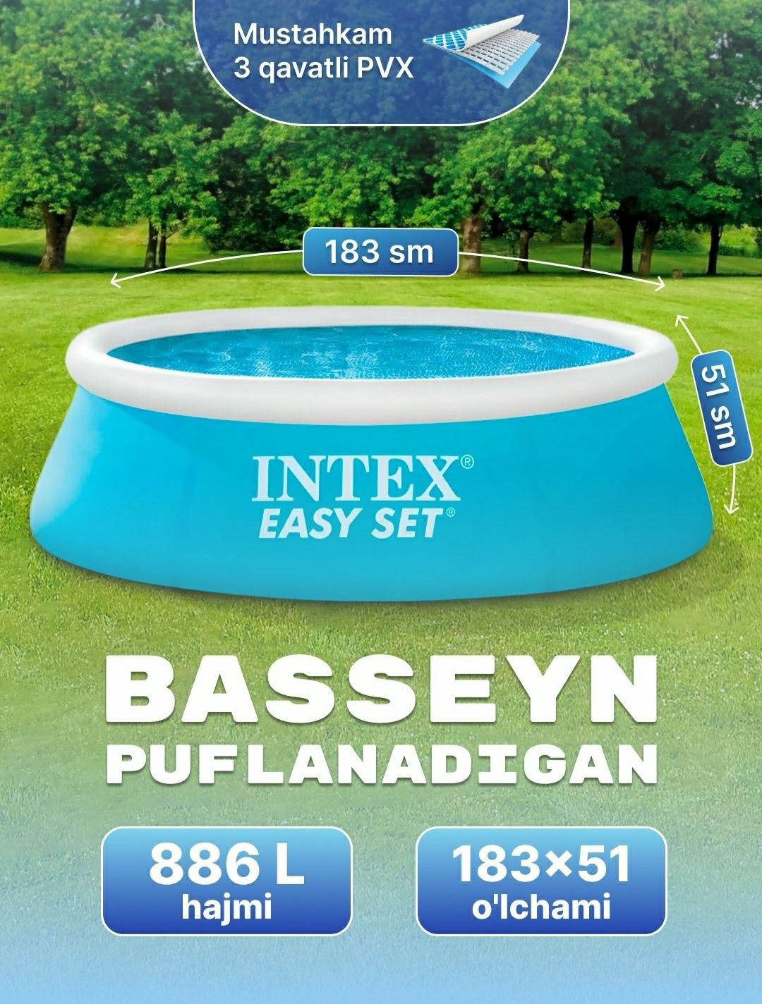 INTEX BASSEYN 183 x 51 sm | OPTOM NARXLARDA BASSEYN интекс бассейн