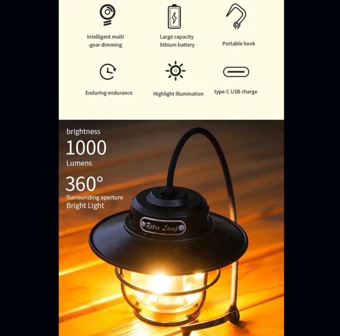 Подвижна къмпинг лампа с USB зареждане
