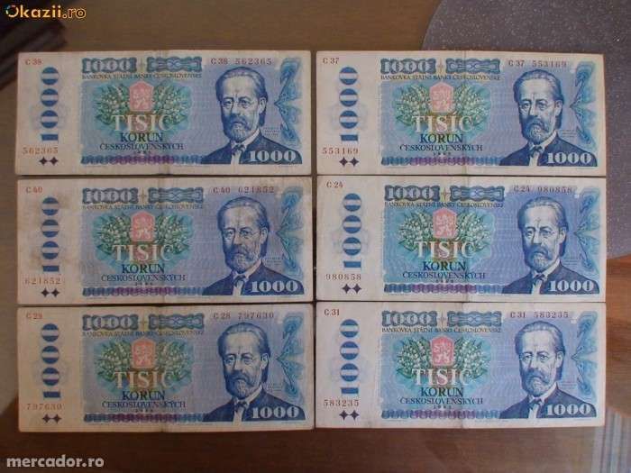Bancnote vechi,1000 Korun(coroane) Cehoslovacia din 1985