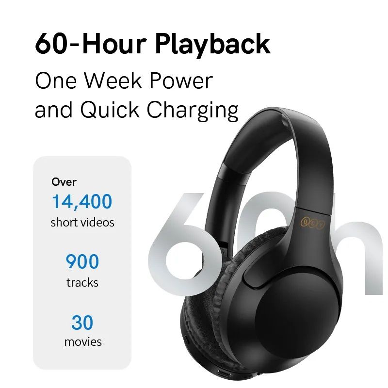 Безжични ENC слушалки QCY H-2, Bluetooth 5.3, 60h. Play, Bass и EQ APP