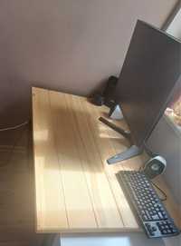 Бюро с дървен плот и стол Икеа
