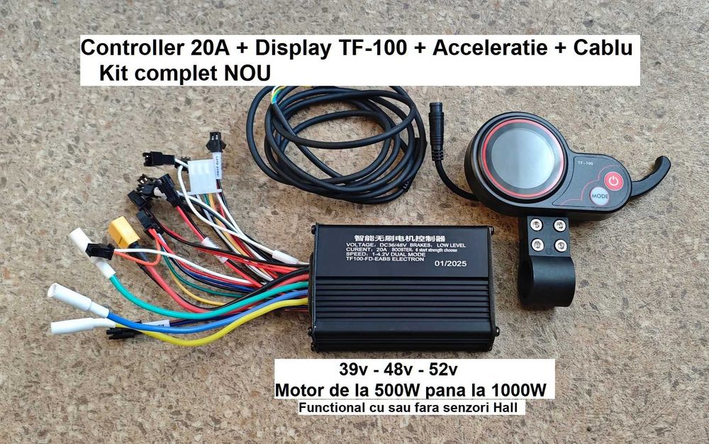 Controller 20A + display + acceleratie 36v 48v 52v orice motor
