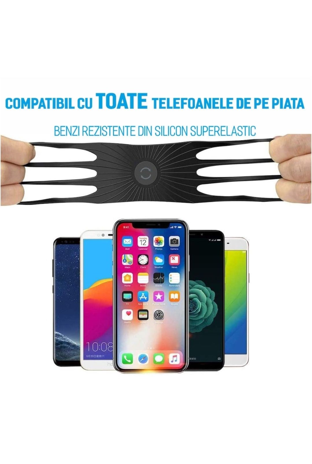 Suport telefon universal pentru bicicleta, din silicon, rotativ 360⁰