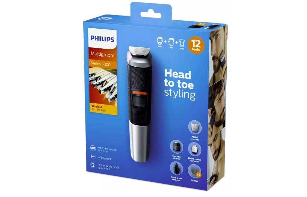 Тример Philips Multigroom MG5740/15, 12 в 1,Работа на батерия до 80мин