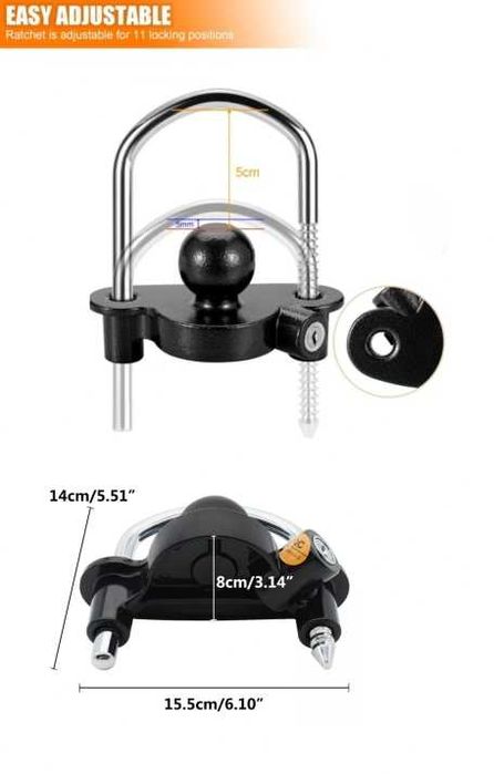 Универсален катинар за теглич с топка, Заключване за ремарке
