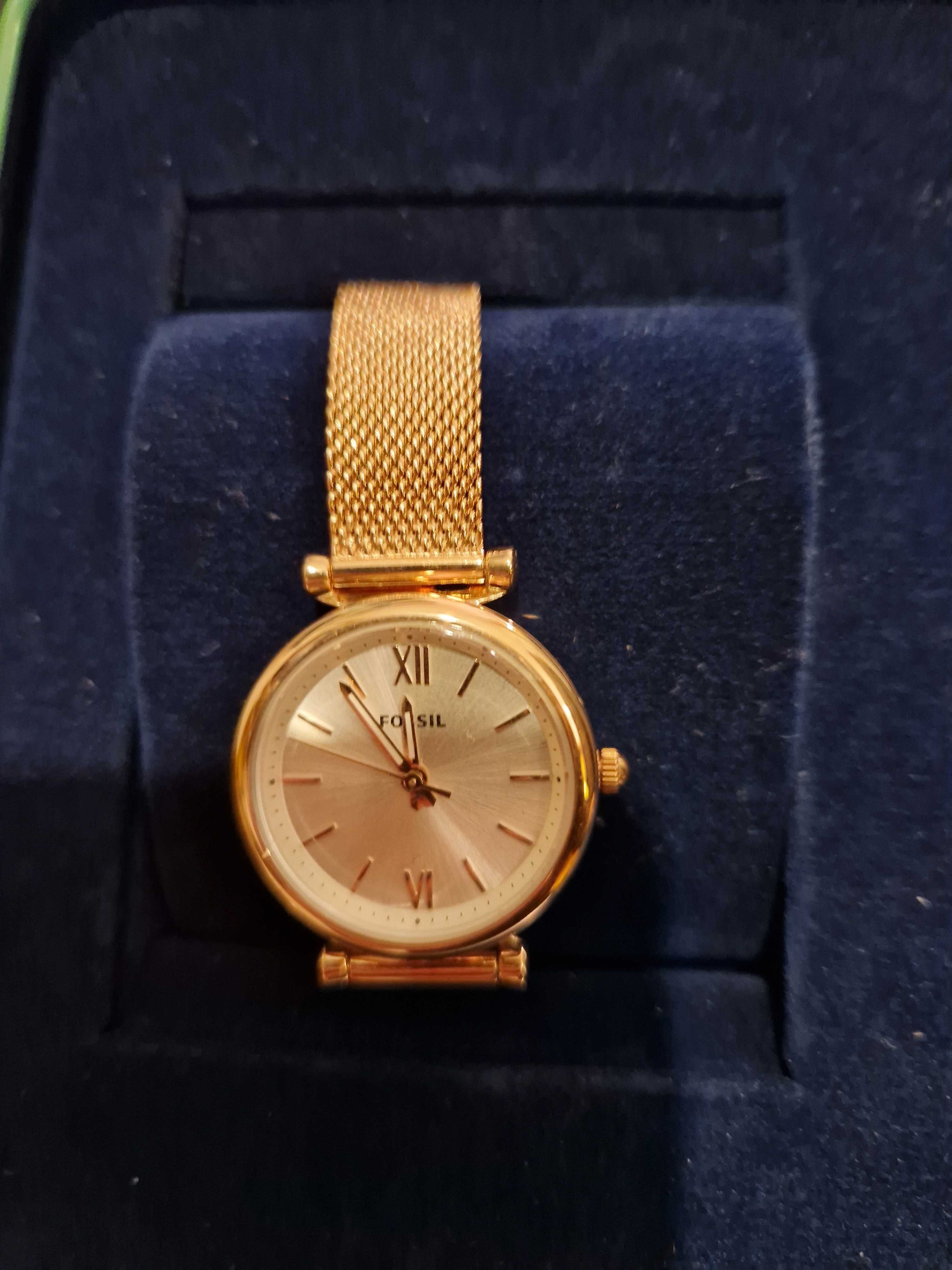 Set Fossil ceas si pandantiv, rose gold, nou