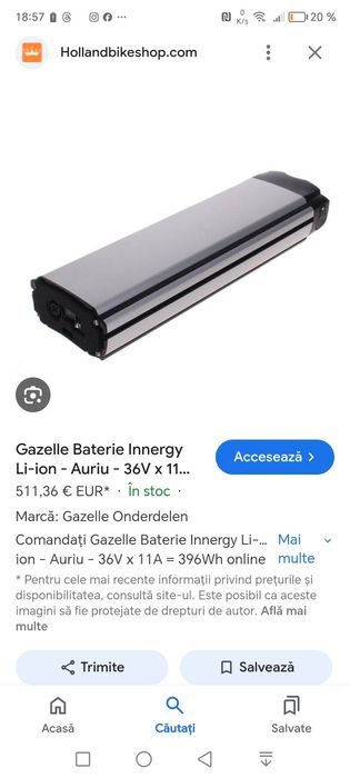 Vand baterie pentru bicicleta electrica marca gazele 36 v 9 ah