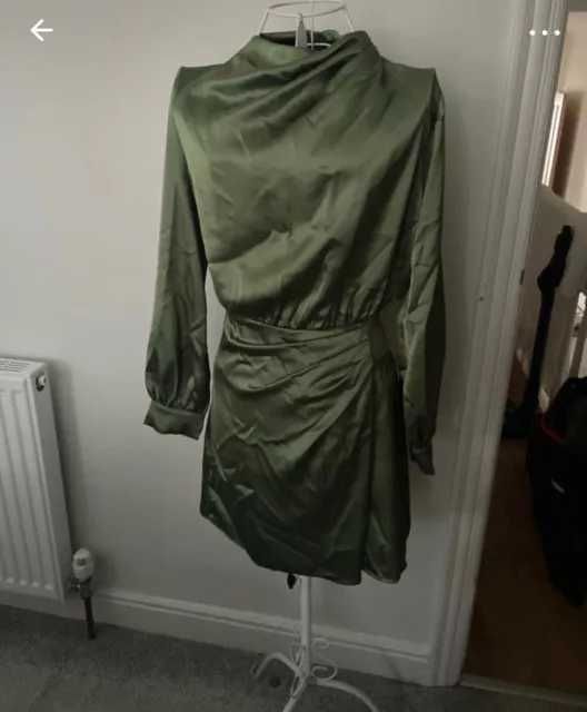 Zara rochie mini kaki verde maneci lungi