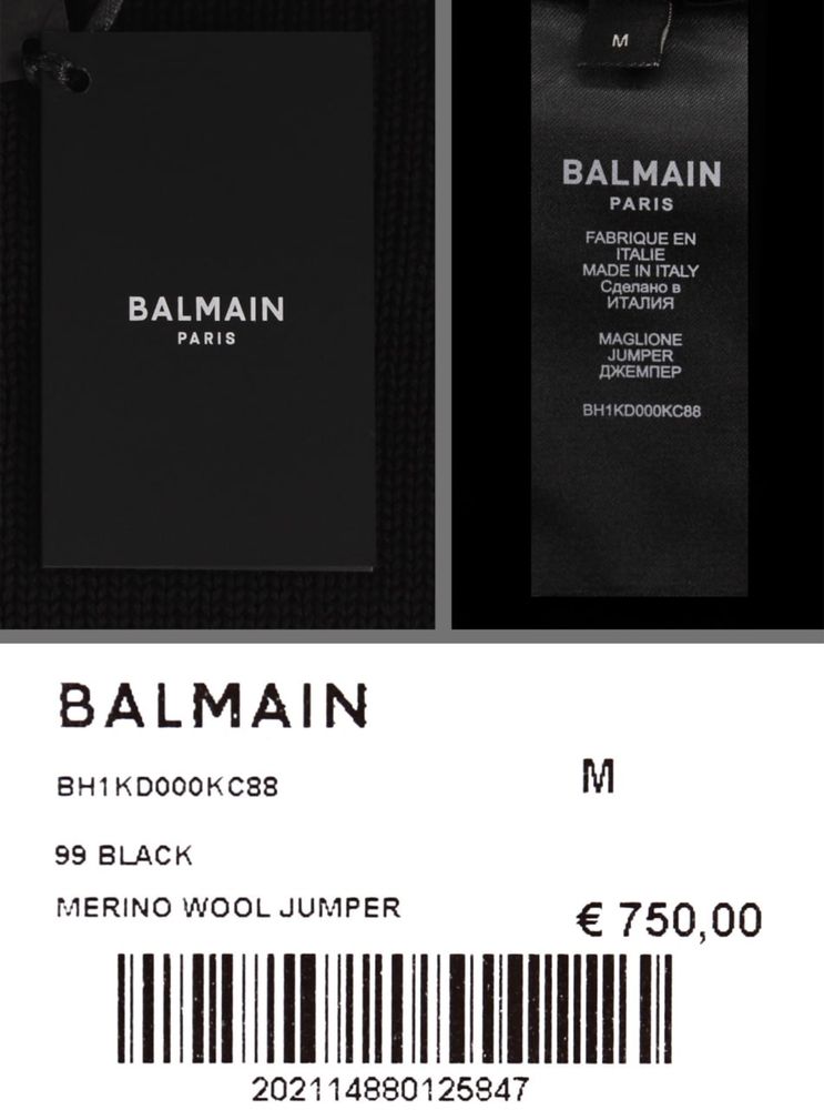 Bluza/ Pulover / hanorac balmain merino wool negru cu nfc 2023 premium