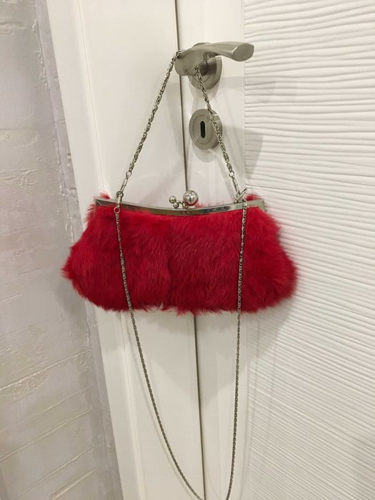 Мини чанта естествен косъм лисица