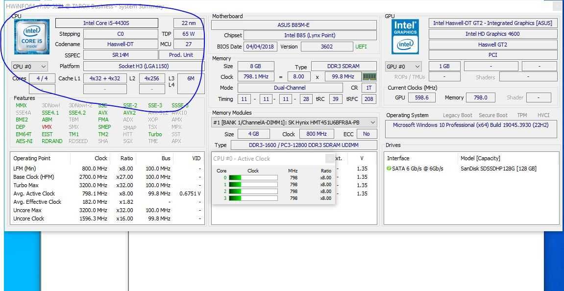 Procesor Intel Core i5-4430S,2,70Ghz Turbo 3,20Ghz,Socket 1150 Gen4