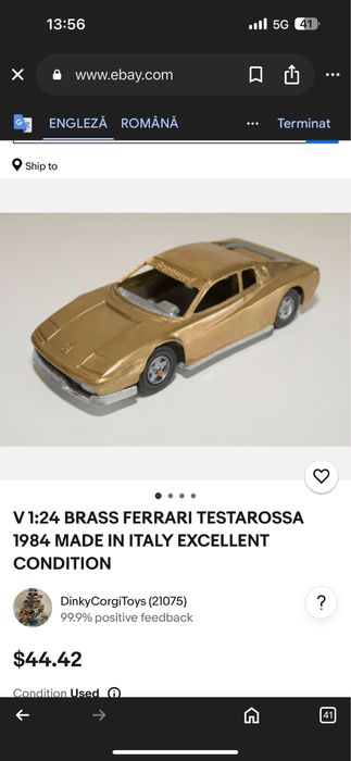 Mașină colecție Ferrari Testarossa din fier (machetă)