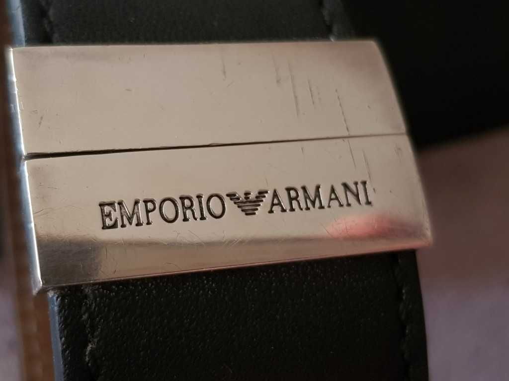 Оригинална сребърна с кожа гривна Армани Emporio Armani