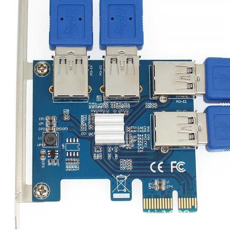 PCI-E to USB адаптер Разветвитель для майнинга PCI-e to 4 USB