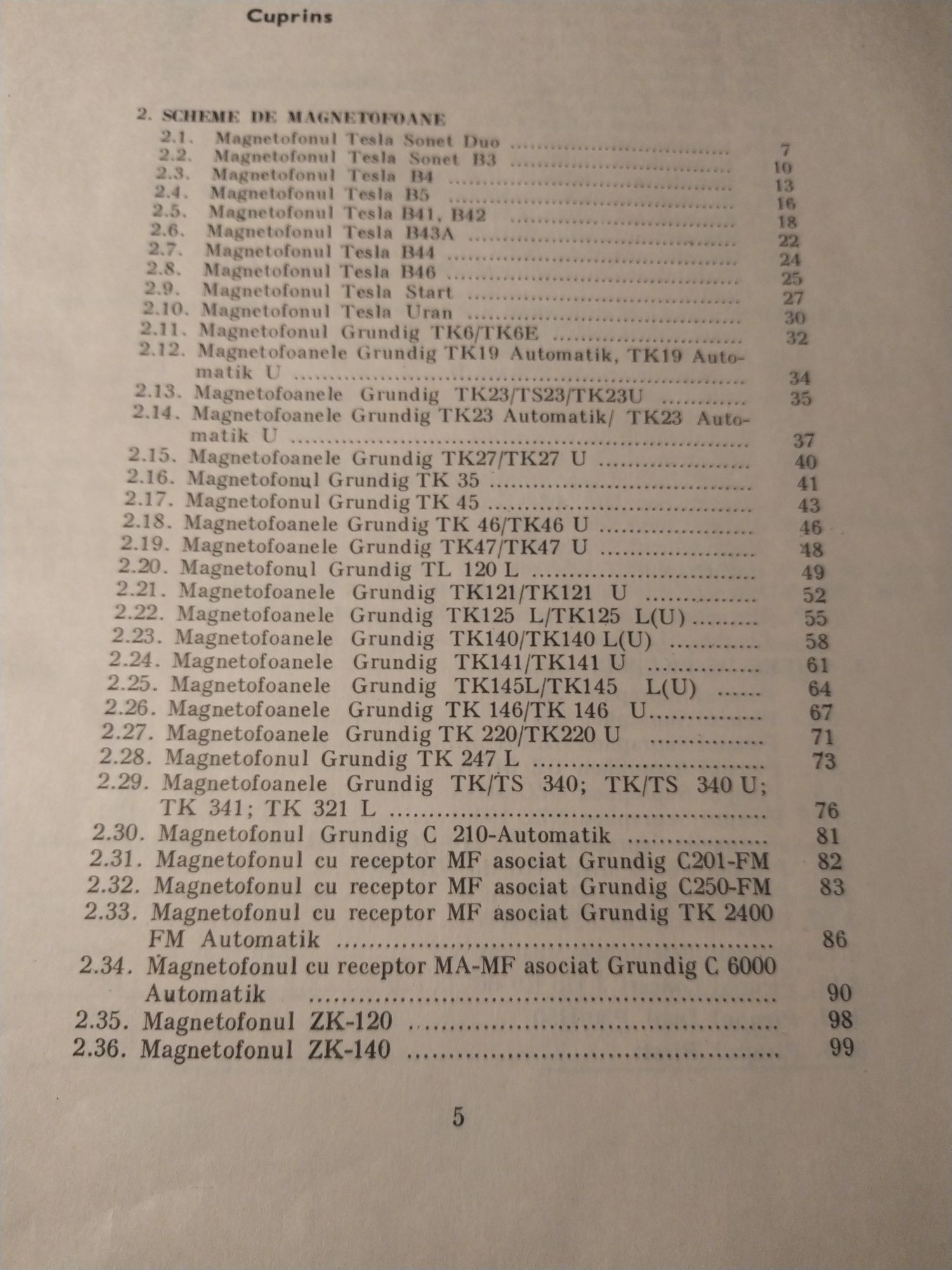 Schema de televizoare, magnetofoane, picupuri