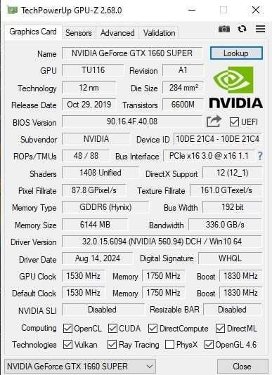 Gainward GeForce GTX 1660 SUPER 6GB