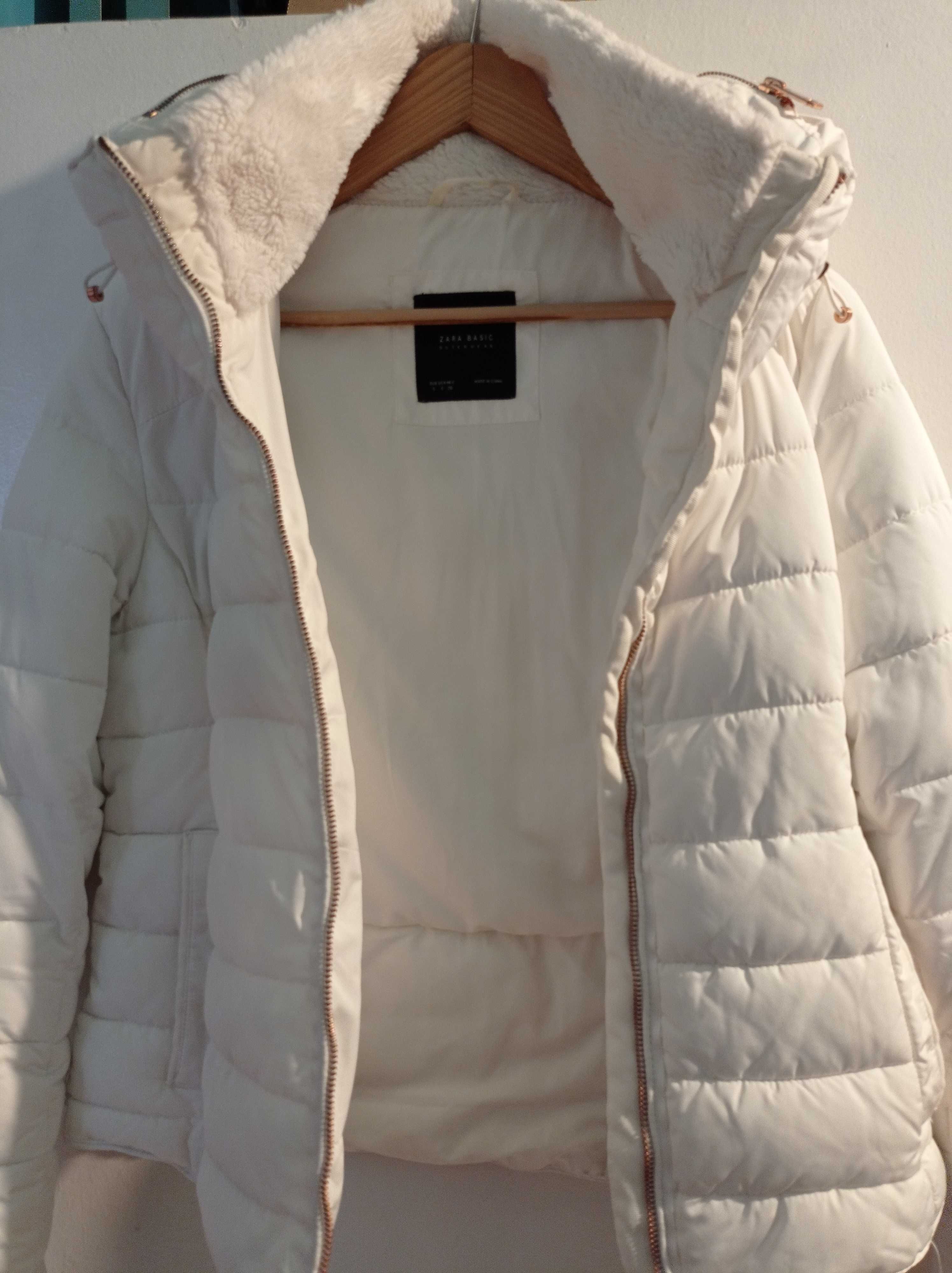 Продавам зимно дамско яке Zara - снежно бяло РАЗМЕР S.