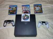 PS4 Pro 1TB + 2 Controlere + 4 jocuri ( GTA V, The Crew 2)