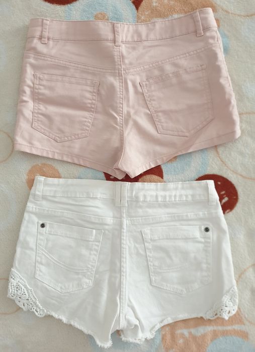 Pantaloni scurti denim xxs-xs 34 H&M alb roz