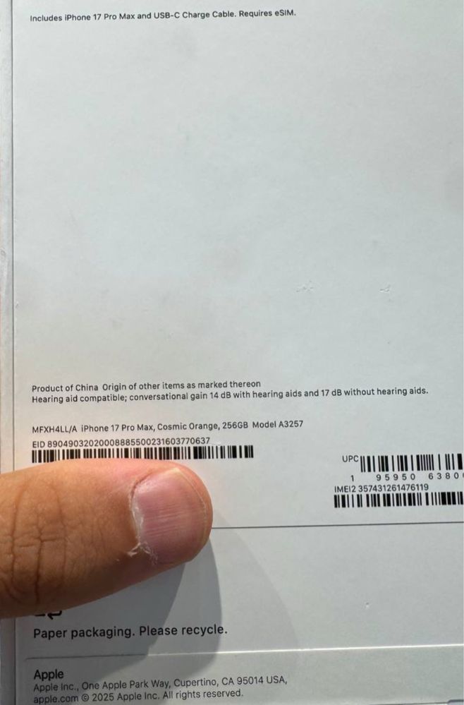 Iphone 17 Pro Max 256GB SIM+eSIM Orange Black White