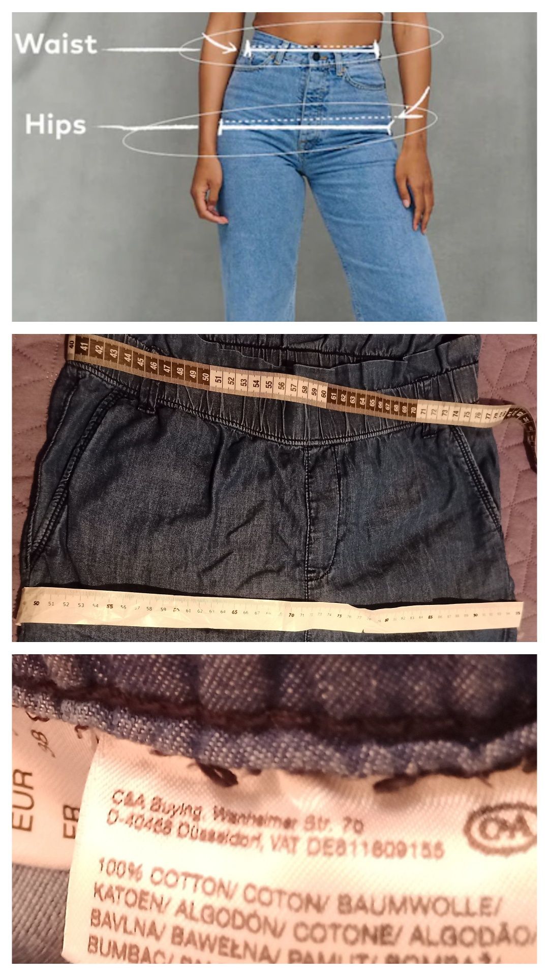 Pantaloni primăvara/vara denim, compoziție bumbac