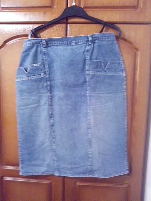 fusta blue denim jeans 48,croi drept,100% bumbac,vintage