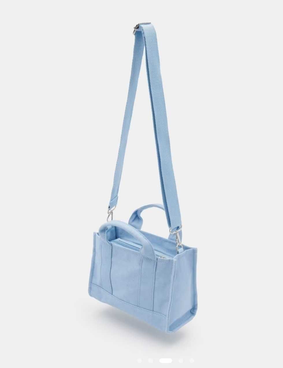 Малка светло синя дамска чанта Sinsay, тип тоте/ tote, от 100% памук