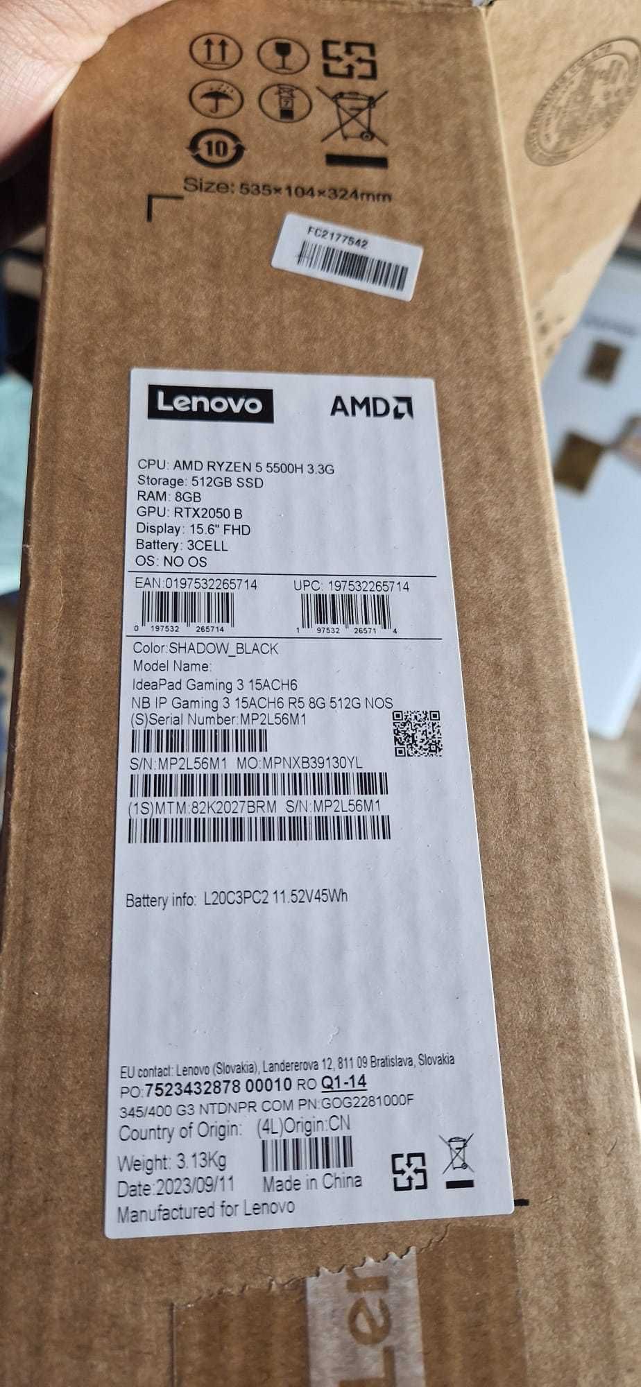 LENOVO IdeeaPAD3/AMD Ryzen5/5500H-4.2GHz/16GB/512GB/NVIDIA GF RTX 2050