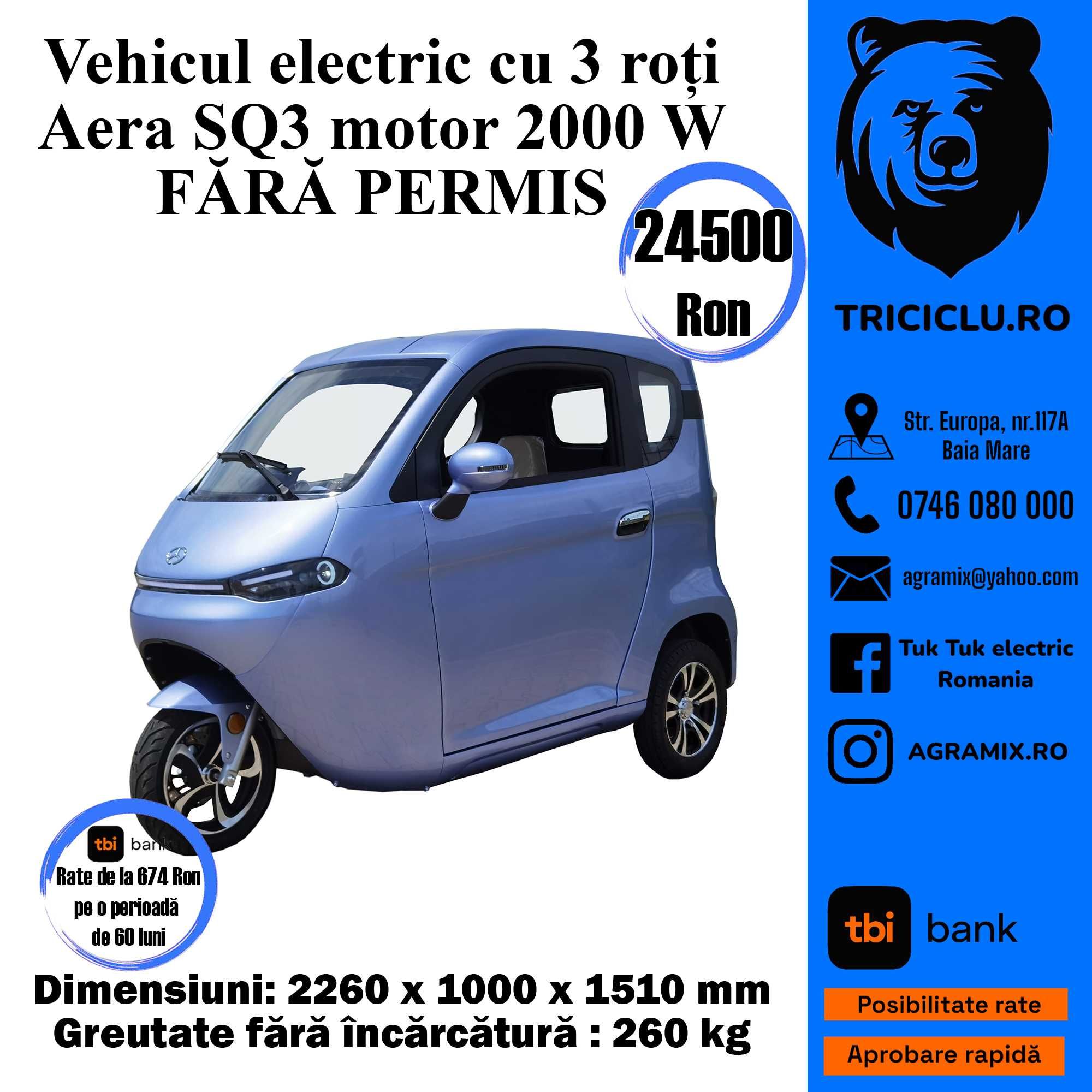 Aera SQ 3/4 vehicule electrice cu 3 sau 4 roti electrice fara permis