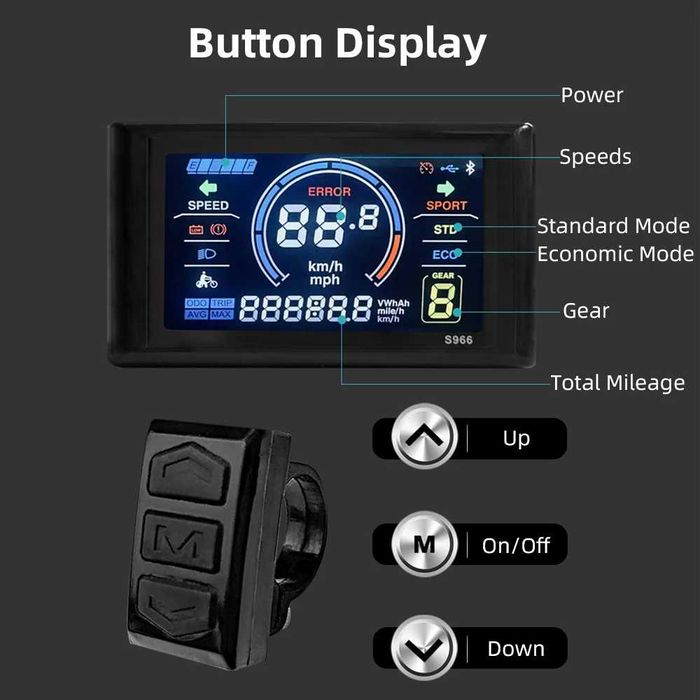 Controller 30A + Display + acceleratie 800w 1000w 1600w 36v 48v 52v