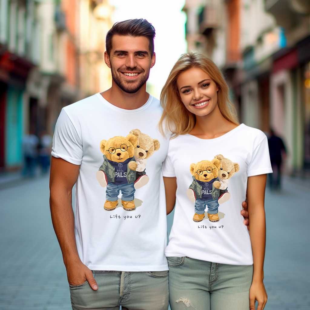 Тениски за двойки с Мечета. Забавни тениски за Влюбени