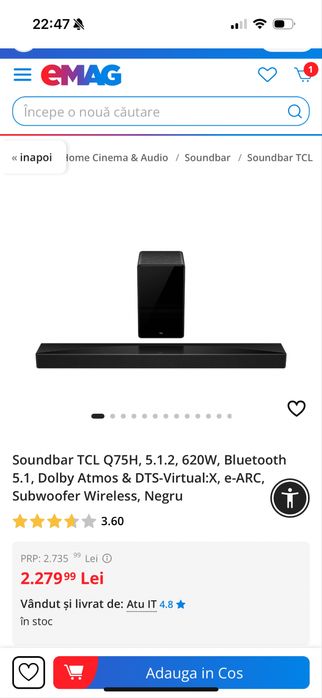 Soundbar TCL Q 75H 5.1 sigilat
