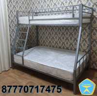 Металлическая двухъярусная кровать для взрослых. Доставка бесплатно.