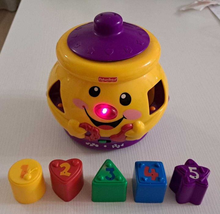 NOU -Limba Romana, Jucarie interactiva Fisher Price, Borcanul cu forme