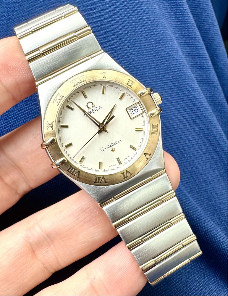 Omega Constellation 36mm  Aur Otel  Quartz Dial Alb