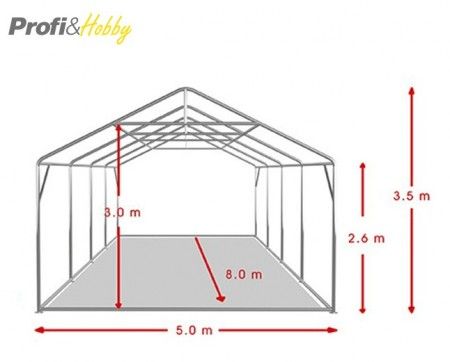 Професионална шатра 5x8 м, огнеустойчив PVC брезент 550 гр/м2