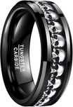 Inel barbatesc NUNCAD argint 925 si tungsten, design craniu, marime 65