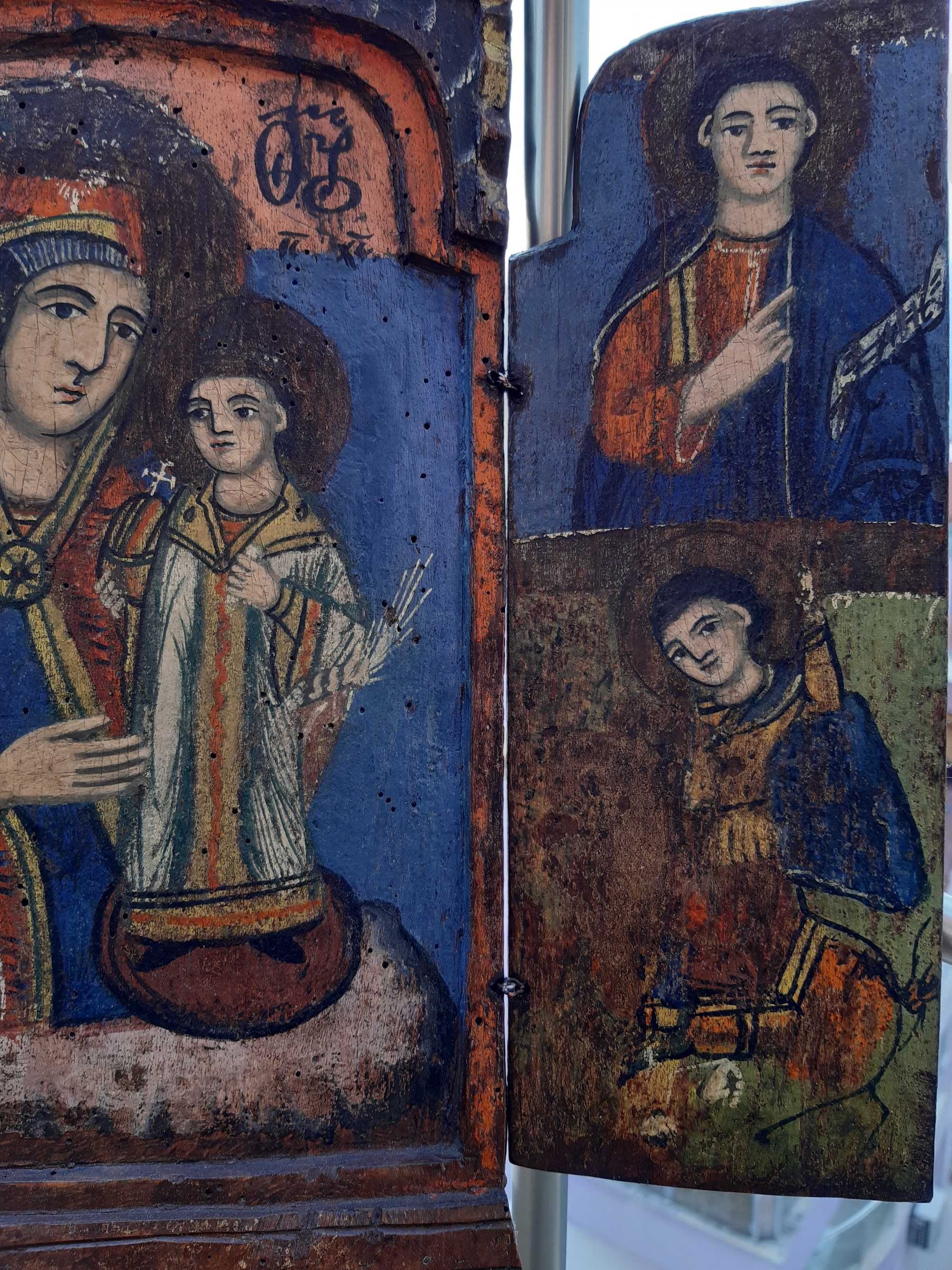 Стара Българска Домашна Икона Триптих
