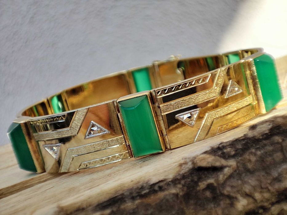 Bratara Aur 14K Calcedonie Naturala Calcedonia Unicat