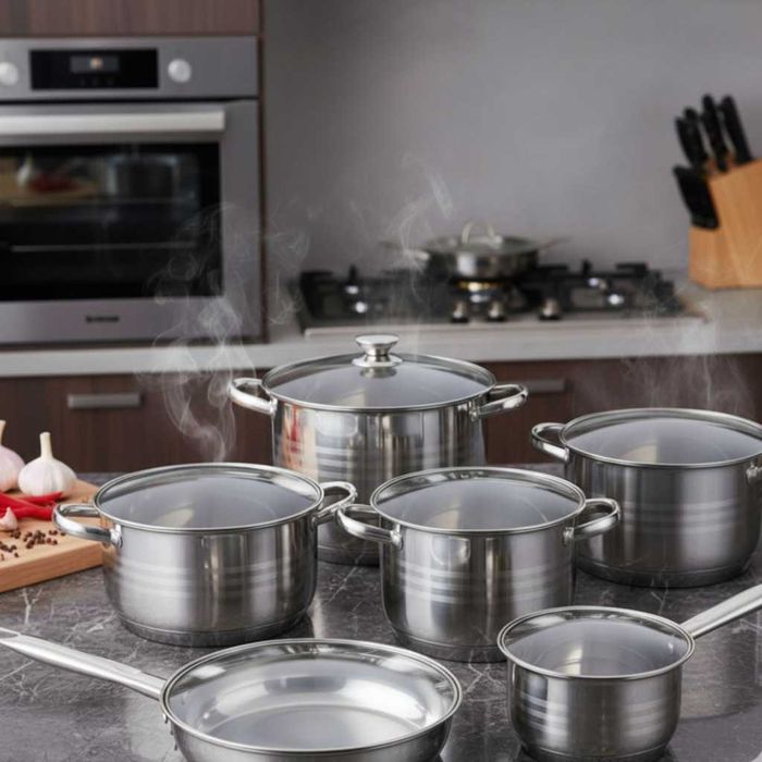 Комплект съдове от неръждаема стомана – 12 части