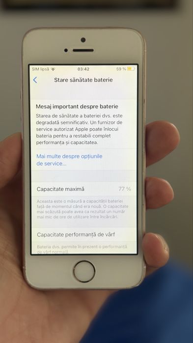 iPhone 5SE Rose Gld64GB Neverlock-Amprenta OK-Baterie77%-Functional-OK