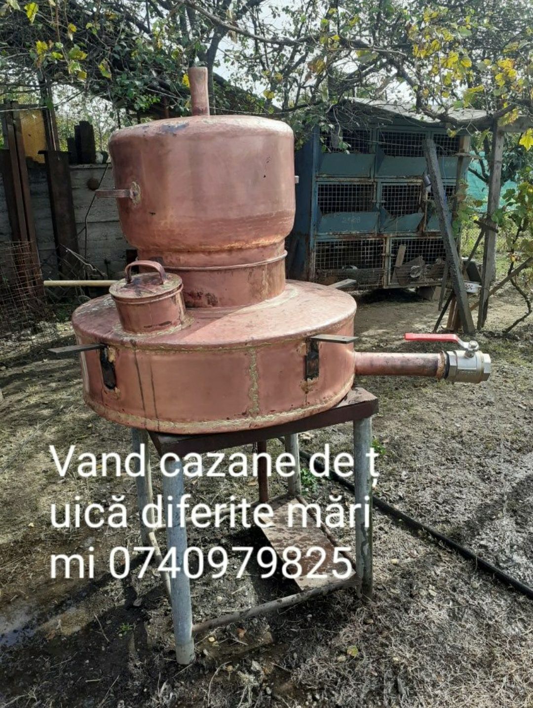 Vand cazan de tuica de 120 litri complet este confecționat din cupru a