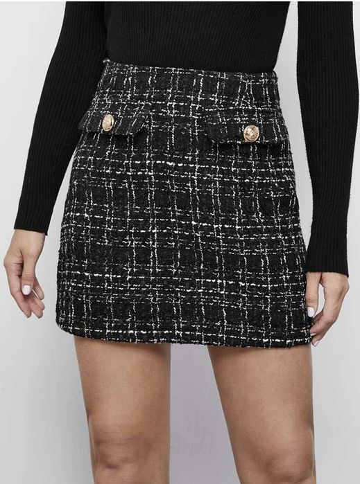 fusta din tweed A line