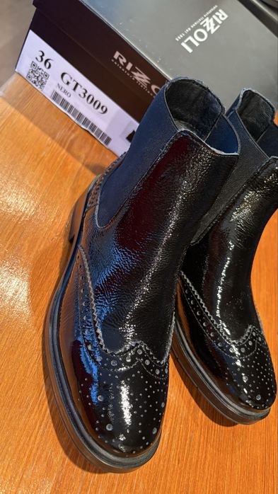 Ghete piele naturala lac negre Rizzoli Italia 36