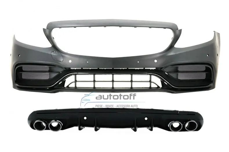 Bara Fata cu Difuzor si ornamente evacuare compatibil cu Mercedes C-Class W205 S205 (2014-2020) C63 Design