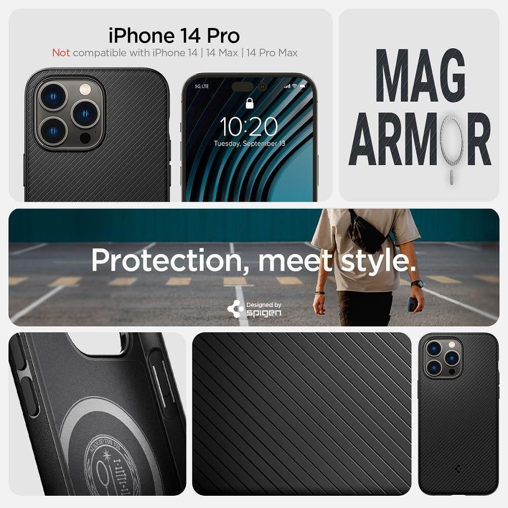 Кейс spigen mag armor за iphone 14 pro black